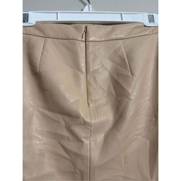 Wilfred Tan Leather Front Slit Back Zip Lined Mini Pencil Skirt Size 2 - Picture 6 of 7